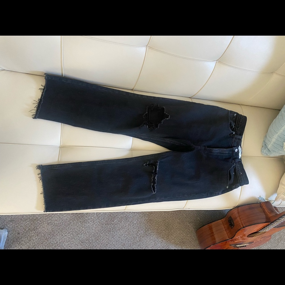 Black Abercrombie jeans. Ankle straight ultra high rise short.